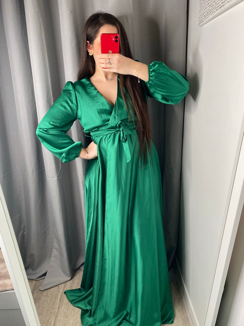 Robe en satin vert sapin – jawshop